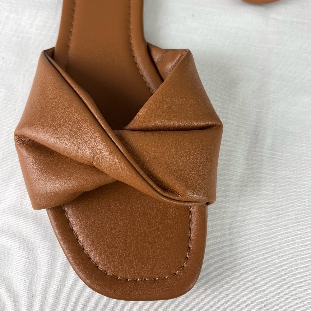 J Crew Brown Twisted slide sandals